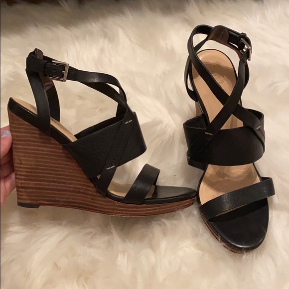 cole haan black wedge sandals